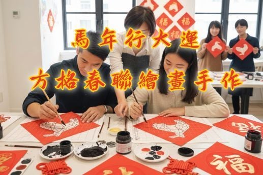 馬年行大運＿方格春聯繪畫手作